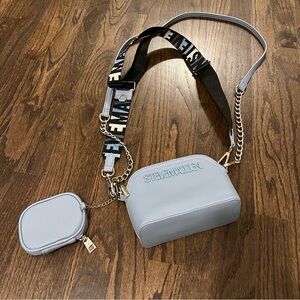 Stylish Gray Crossbody Bag with Chain Strap